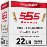 Winchester Ammunition 22LR555HP WINCHESTER 22LR 1280FPS 36GR PLATED HP 555RD BULK PACK