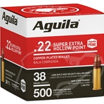 Aguila 125929 AGUILA HIGH-VEL 22LR 38GR PLATED HP 1280FPS 500RD 4BX/CS