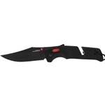 144904 SOG Trident Pocket Knife Black & Red Straight 3.75in Blade