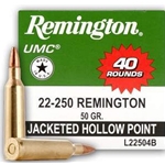 L22504B Remington Ammunition 23783 UMC 22-250 Rem 50 gr Jacketed Hollow Point (JHP) 40