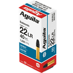 44424 Aguila 1B220269 Subsonic  22 LR 40 gr 1025 fps Lead Solid Point 50 Bx/20 Cs