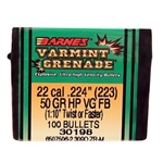 53385 Barnes Bullets 30198 Varmint Grenade  223 Rem .224 50 gr Flat Base Hollow Point