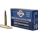 PPU PP223F1 Standard Rifle  223 Rem 55 gr Full Metal Jacket Boat-Tail (FMJBT) 20 Rounds