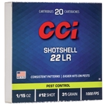 0039 CCI 22LR SHOTSHELL 1000FPS 31GR #12 SHOT 20RD 100BX/CS