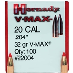 Hornady 200-22004 HORNADY BULLETS 20 CAL .204 32GR V-MAX 100CT 40BX/CS