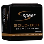 SPEER 22475GDB2 Speer Bullets 22 Cal. (.224") 75 Gr. Gold Dot Rifle (Box of 100)