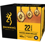 Browning Ammunition  B194122400 Browning BPR Ammunition 22 Long Rifle 40 Grain Black Plated Lead Round Nose Box of 400
