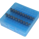 MTM 210-P100324 Ammo Box 100 Round Flip-Top 38 - 357, Clear Blue