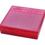 MTM 210-P100329 Ammo Box 100 Round Flip-Top 38 - 357, Clear Red