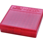 MTM 210-P1004529 Ammo Box 100 Round Flip-Top 40 10mm 45 ACP, Clear Red