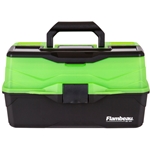 6383FG Flambeau 3 Tray Tackle Box Green. Lid Accessory Compartment