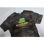 BPG TSH-MED-BCAMO Black and Grey Camo with Green and Gold Bashaw Sports Logo