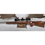 USAVMK2LH22LR Pre-Owned Savage Mk 2 LH BTVLSS 22LR, with laminate thumb hole stock, SS heavy barrel, Nikon Pro Staff EFR Target scope 3-9x40. Condition - Excellent