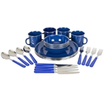 StanSports STAN-11220 ENAMEL CAMPING TABLEWARE SET - 24 PIECES - BLUE