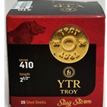 Troy Ammunition TSL410 Troy Slug Storm 2.5" 410 ga 1/4oz 1800 fps. Box of 25 rounds. Made in the USA