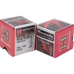 Hornady 200-22491 HORNADY BULLETS 22CAL .224 52GR ELD-M MATCH 100CT 40BX/CS