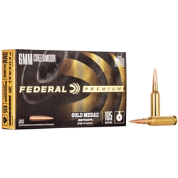 FEDERAL GM6CRDBH1 Federal GM65CRDBH1 Gold Medal  6mm Creedmoor 105 gr Berger Hybrid Open Tip Match