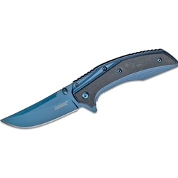 Kershaw 8320 Outright  3" Trailing Point Plain Blue PVD 8Cr13MoV G10 Black/Stain