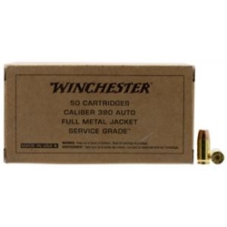 Winchester Ammunition SG380W WINCHESTER SERVICE GRADE 380 ACP 95GR FMJ-RN 50RD 10BX/CS