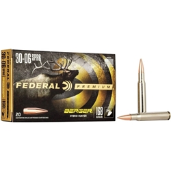 FEDERAL  Federal P3006BCH1 Premium  30-06 Springfield 168 gr Berger Hybrid Hunter 20 Bx/