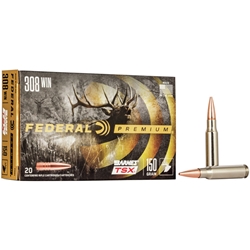 FEDERAL 11391 Federal P308V Premium  308 Win 150 gr Barnes Triple-Shock X 20 Bx/ 10 Cs