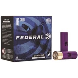 FEDERAL 117006 Federal H1634 Game-Shok High Brass 16 Gauge 2.75" 1 1/8 oz 1295 fps 4 Shot 25 Bx