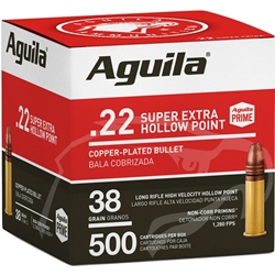 Aguila 125929 AGUILA HIGH-VEL 22LR 38GR PLATED HP 1280FPS 500RD 4BX/CS