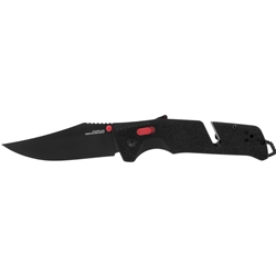 144904 SOG Trident Pocket Knife Black & Red Straight 3.75in Blade