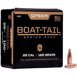 SPEER 29027 Speer 1410 Boat-Tail  25 Cal. .257 120 gr Jacketed Soft Point Boat Tail (JSPBT)