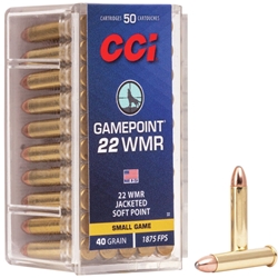 CCI 22 WMR 40GR 1875FPS GAMEPOINT JSP 50RD 40BX/CS