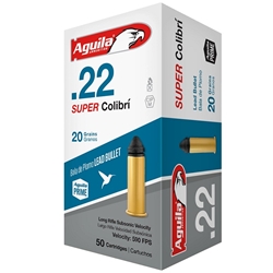 44455 Aguila 1B220339 Super Colibri  22 LR 20 gr 590 fps Subsonic Lead 50 Bx/20 Cs
