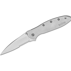 Kershaw 1660ST Leek  3" Drop Point Part Serrated Bead Blasted 14C28N Sandvik 410