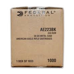 FEDERAL 60318 Federal AE223BK 223 Rem/5.56 NATO FMJ Boat Tail 55 GR 1000Case