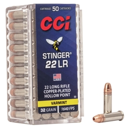 CCI STINGER 22LR 32GR JHP 1640FPS 50RD 100BX/CS