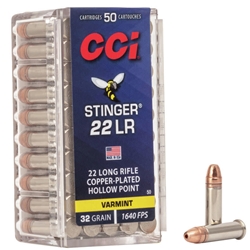 CCI STINGER 22LR 1640FPS 32GR JHP 50RD 100BX/CS