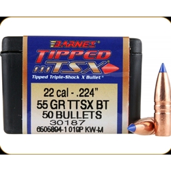 74469 Barnes Bullets 30187 Tipped TSX  22 Cal .224 55 gr TTSX Boat-Tail 50 Per Box