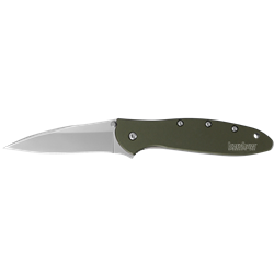 Kershaw 1660OL Leek  3" Modified Drop Point Plain Bead Blasted 14C28N Sandvik Olive