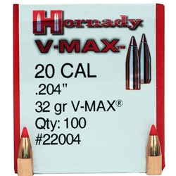 Hornady 200-22004 HORNADY BULLETS 20 CAL .204 32GR V-MAX 100CT 40BX/CS