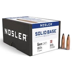 Nosler N38050 NOSLER BULLETS 6MM .243 100GR SOLID BASE SP 50CT