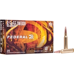 FEDERAL  Federal F6555FS1 Fusion  6.5x55 Swedish 140 gr Fusion Soft Point 20 Bx/ 10 Cs