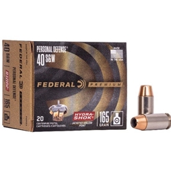 FEDERAL P40HS3 40 S&W 165GR HYDRA-SHOK JHP "PERSONAL DEFENSE"