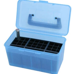 MTM 210-H50XL24 Deluxe Ammo Box 50 Round Handle 300 WSM 300 Rem Ultra Mag, Clear Blue