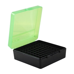 MTM 210-P100316T Ammo Box 100 Round Flip-Top 38 - 357, Green/Black