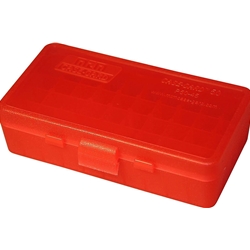 MTM 210-P504529 Ammo Box 50 Round Flip-Top 40 10mm 45 ACP, Clear Red