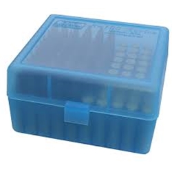 MTM 210-RM10024 Ammo Box 100 Round Flip-Top 22-250 243 308 Win 220 Swift, Clear Blue