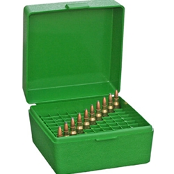 MTM 210-RS10010 Ammo Box 100 Round Flip-Top 223 204 Ruger 6x47, Green