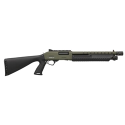 Fabarm 390-536215099 Pump MARTIAL O.D. Green 12Ga-3", 14" Barrel, Muzzle Break & Cooling Jacket, Pro Forces Stock in Matte Black Composite, Receiver and Barrel in Olive Drab 6 Shots