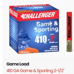 Challenger Ammo  Standard 10065 Shotshell 410 GA, 2-1/2 in, No. 5, 1/2 oz, 1200 fps, 25 Rnd per Box