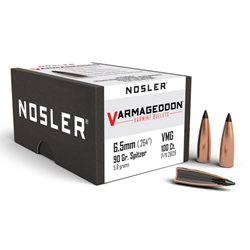 Nosler  NOSLER BULLETS 26129 Varmageddon 6.5mm .264 90 GR Flat Base Tipped (FBT) 100 Box