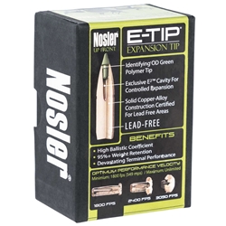 Nosler 59180 E-Tip  30 Caliber .308 180 GR Spitzer 50 Per Box